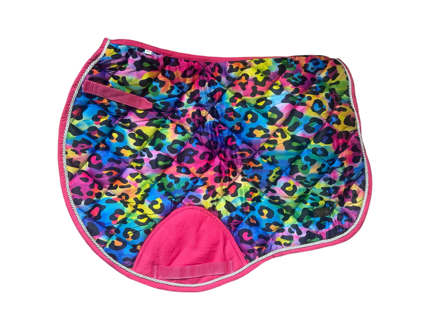 Black&Bay Leopard Print Rainbow Saddle Pad Set