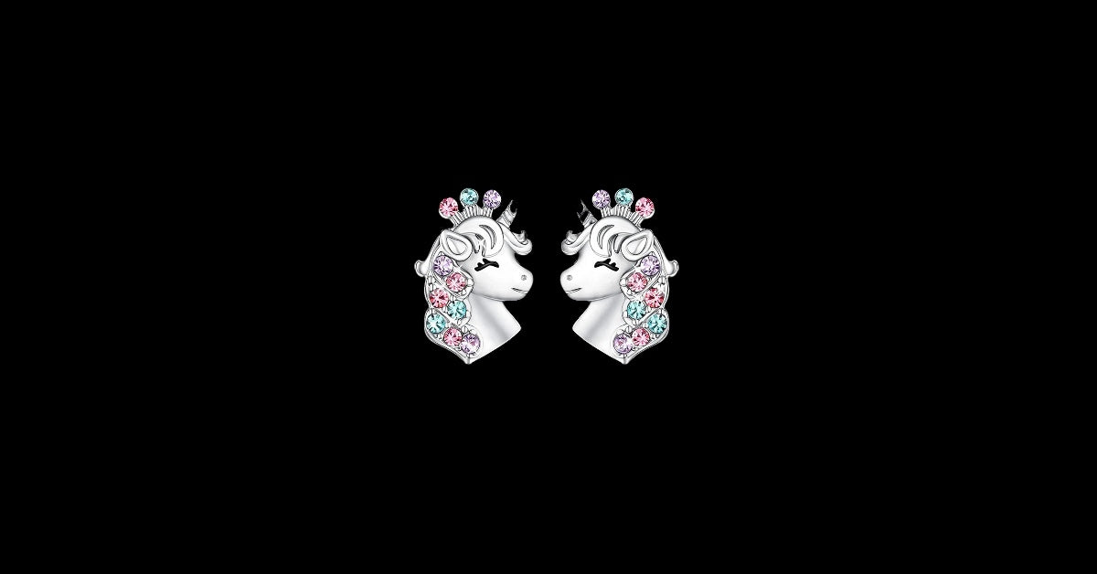 Unicorn Stud Earrings and Necklace Set