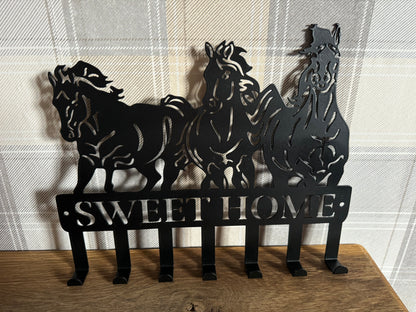 Black Metal Horse Themed Key Holder