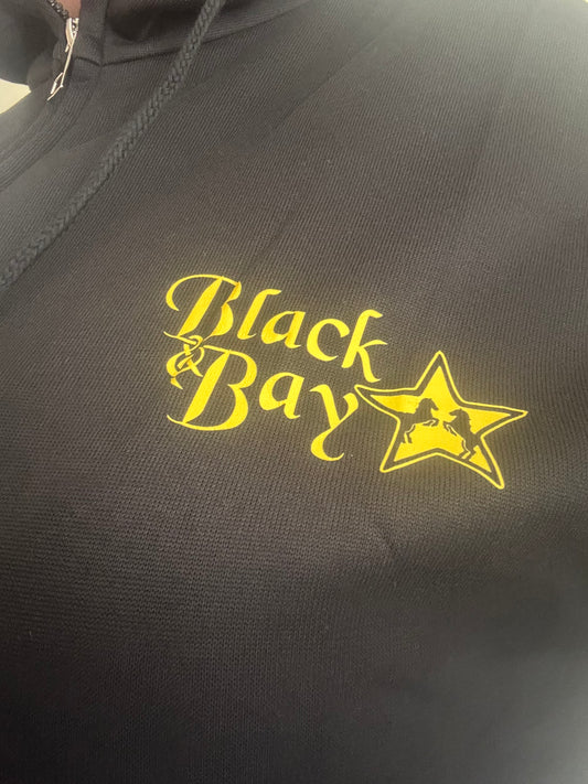 Black&Bay®️ Long Line Black Hoody With Pockets