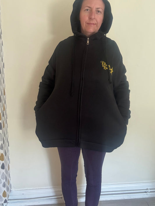 Black&Bay®️ Long Line Black Hoody With Pockets