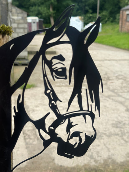 Black Metal Horse Head Peekaboo Sign