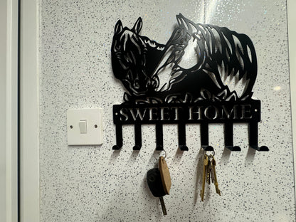 Black Metal Horse Themed Key Holder