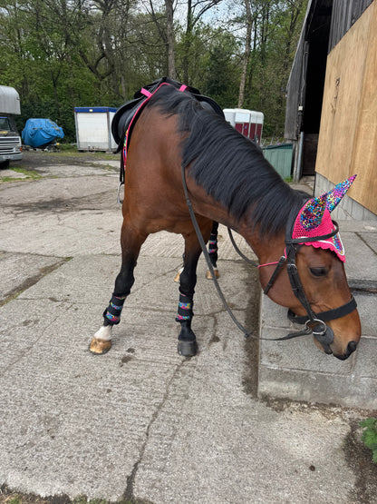 Black&Bay Leopard Print Rainbow Saddle Pad Set