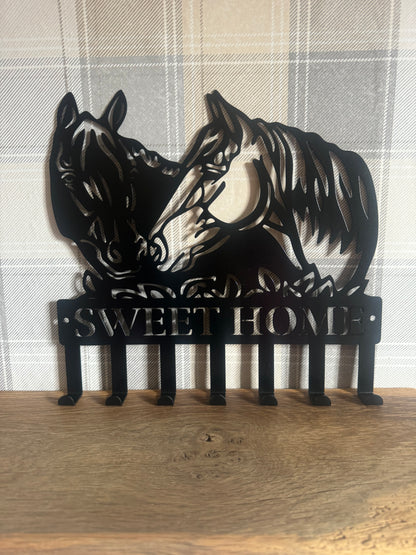 Black Metal Horse Themed Key Holder