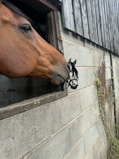 Black Metal Horse Head Peekaboo Sign