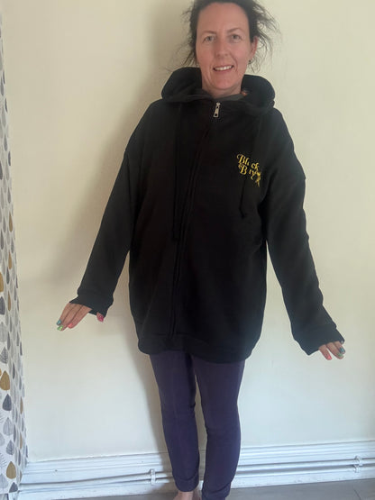 Black&Bay®️ Long Line Black Hoody With Pockets
