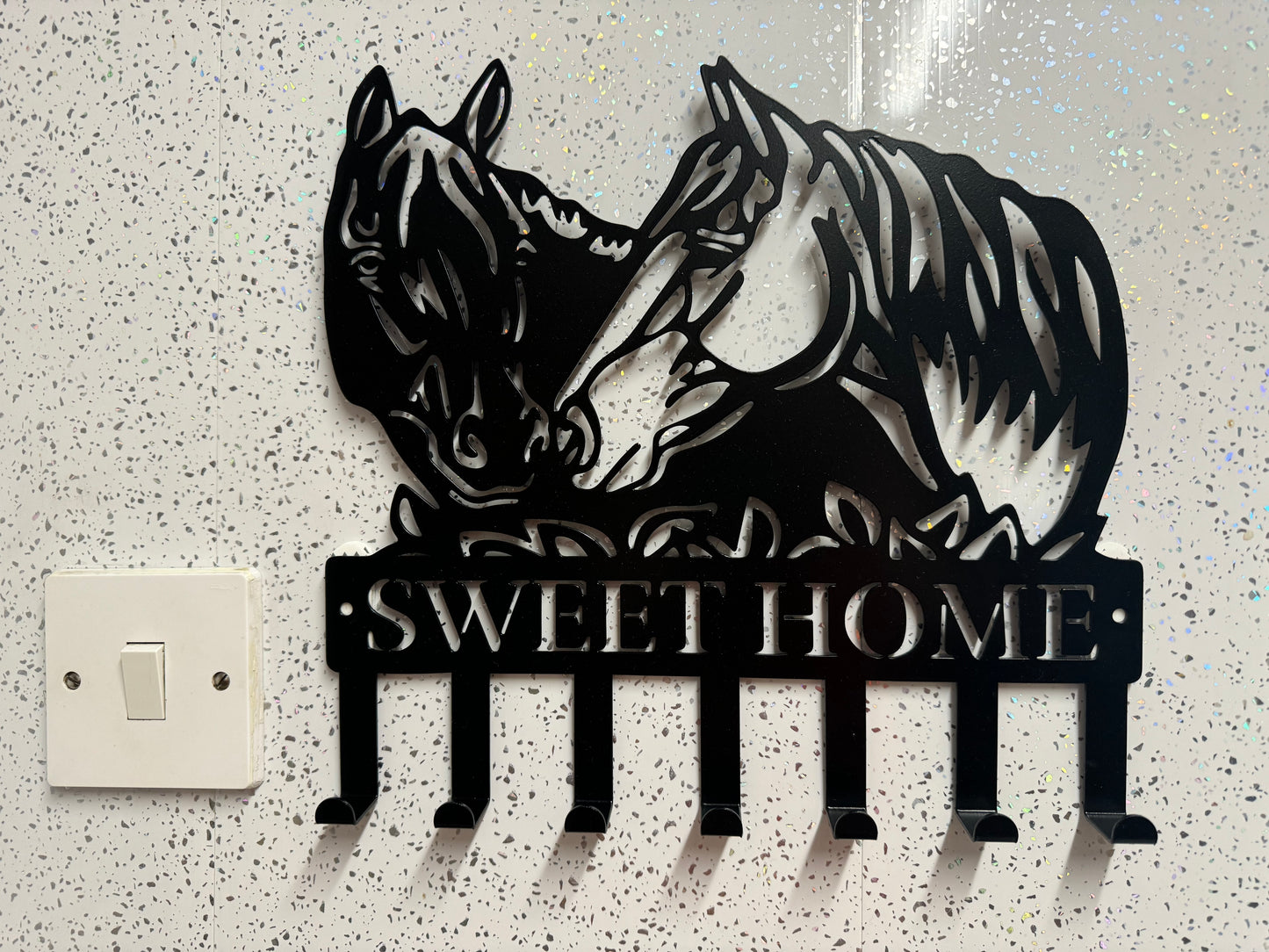 Black Metal Horse Themed Key Holder