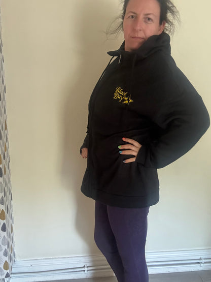 Black&Bay®️ Long Line Black Hoody With Pockets