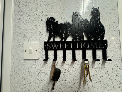 Black Metal Horse Themed Key Holder