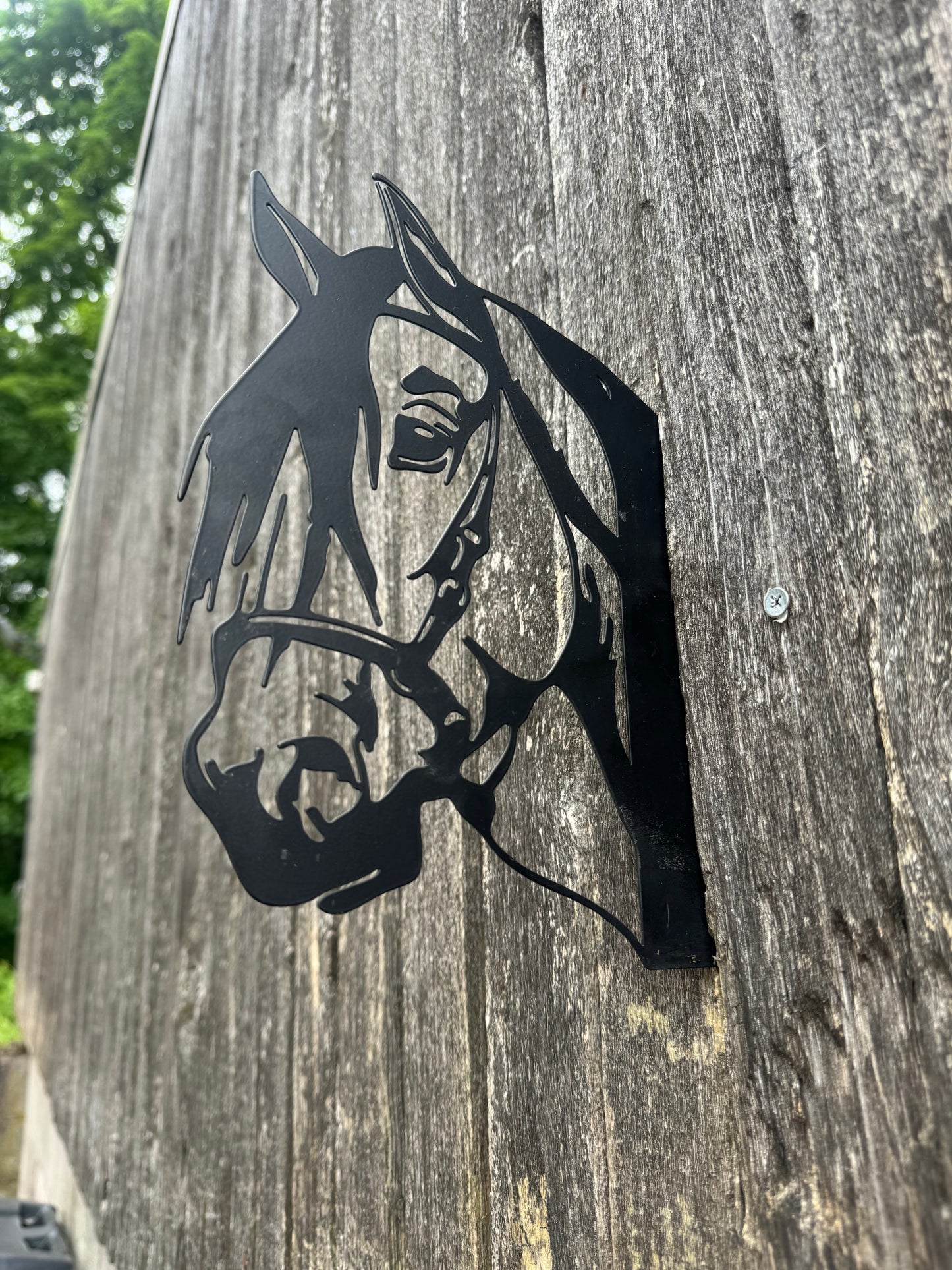 Black Metal Horse Head Peekaboo Sign