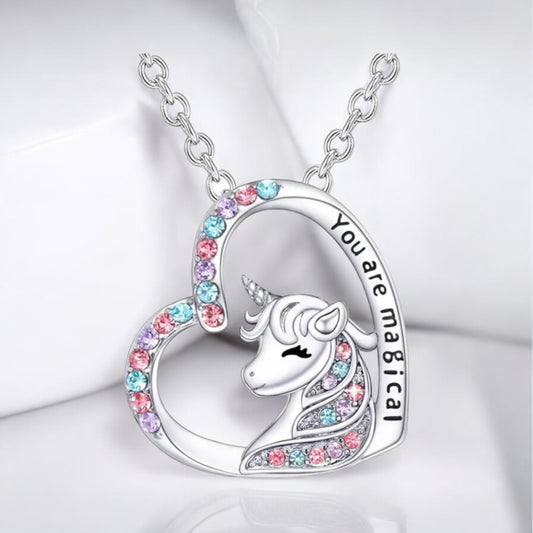 Unicorn Stud Earrings and Necklace Set