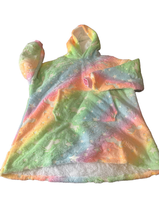 Ladies Oversized Hoodie Blanket, Glow In The Dark Unicorns And Stars, One size